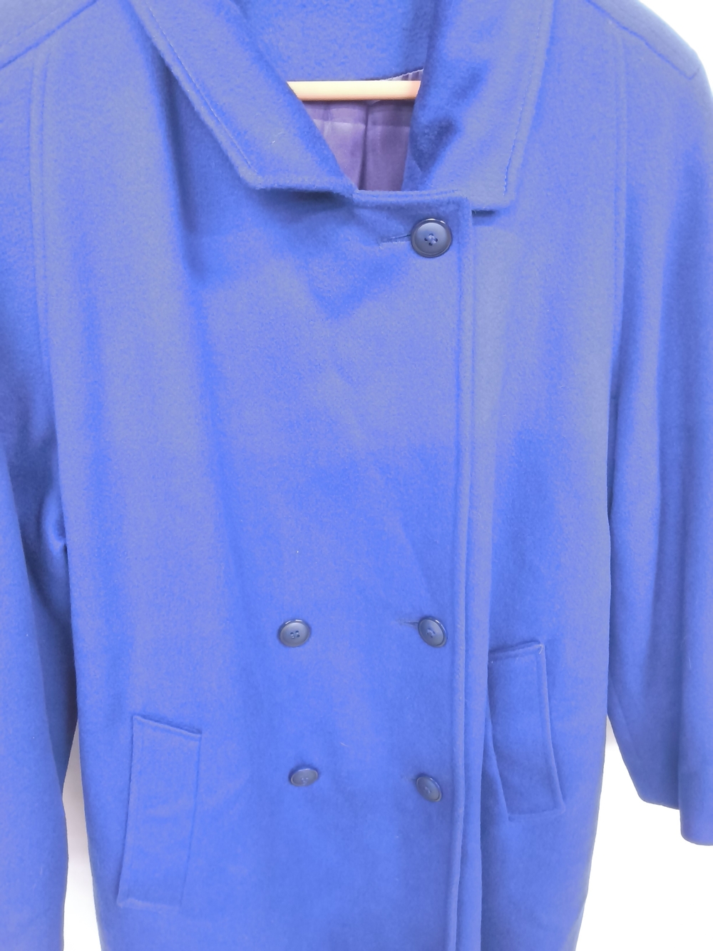 Vintage Mallia Sapphire Blue Longline Coat - Genuine Forstmann USA Wool - Picture 3 of 10